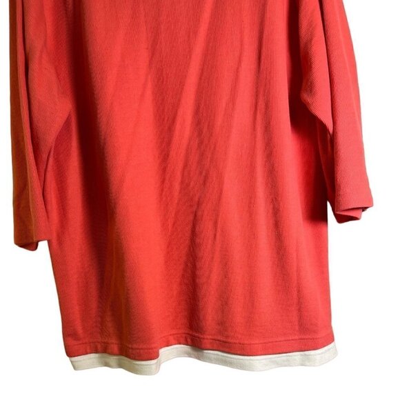 SPORTS Savvy Women's Vintage Flower Embroidered Coral & White 3/4 Sleeve Size 1X - Picture 9 of 11